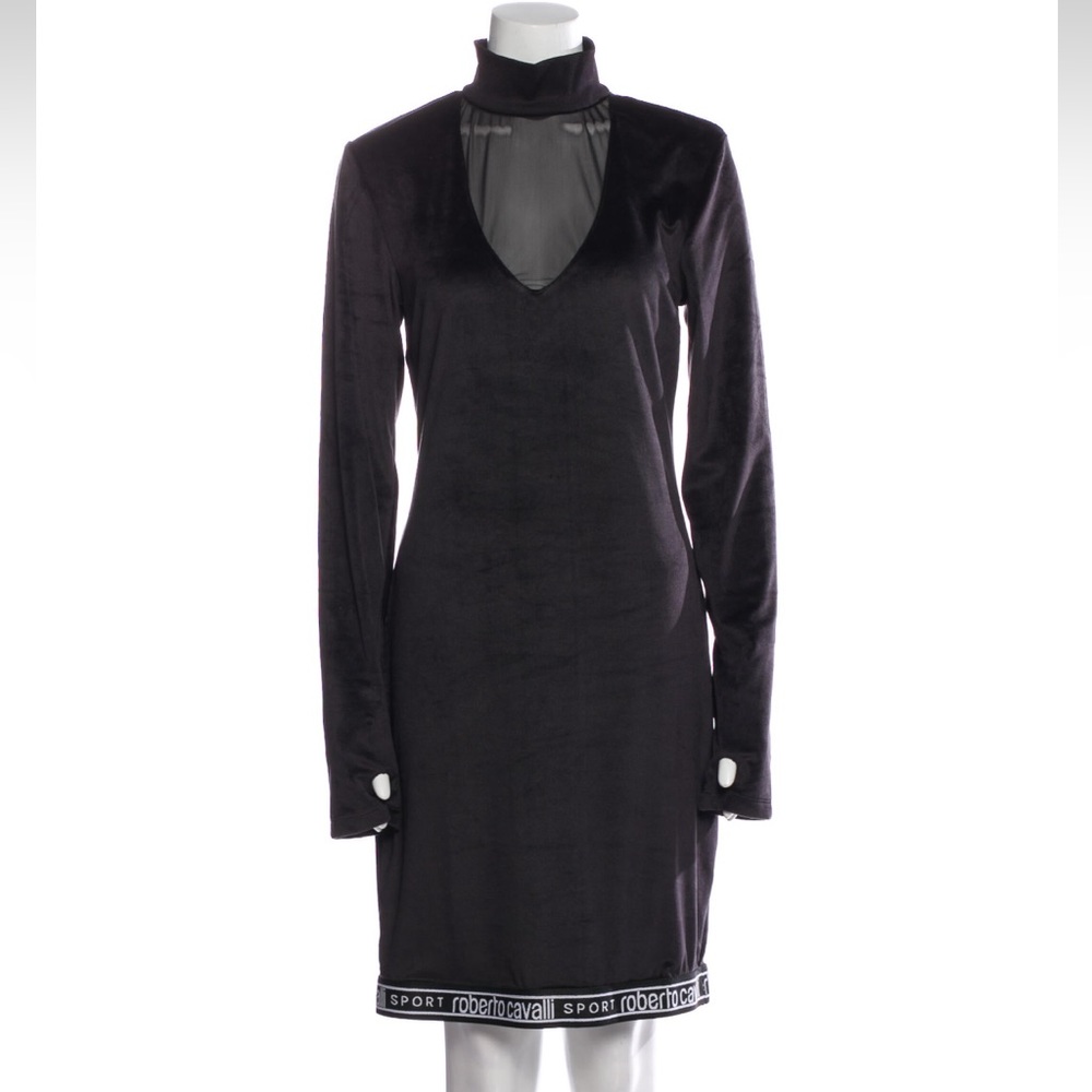 ROBERTO CAVALLII SPORT. New with tags logo dress black mesh, XL